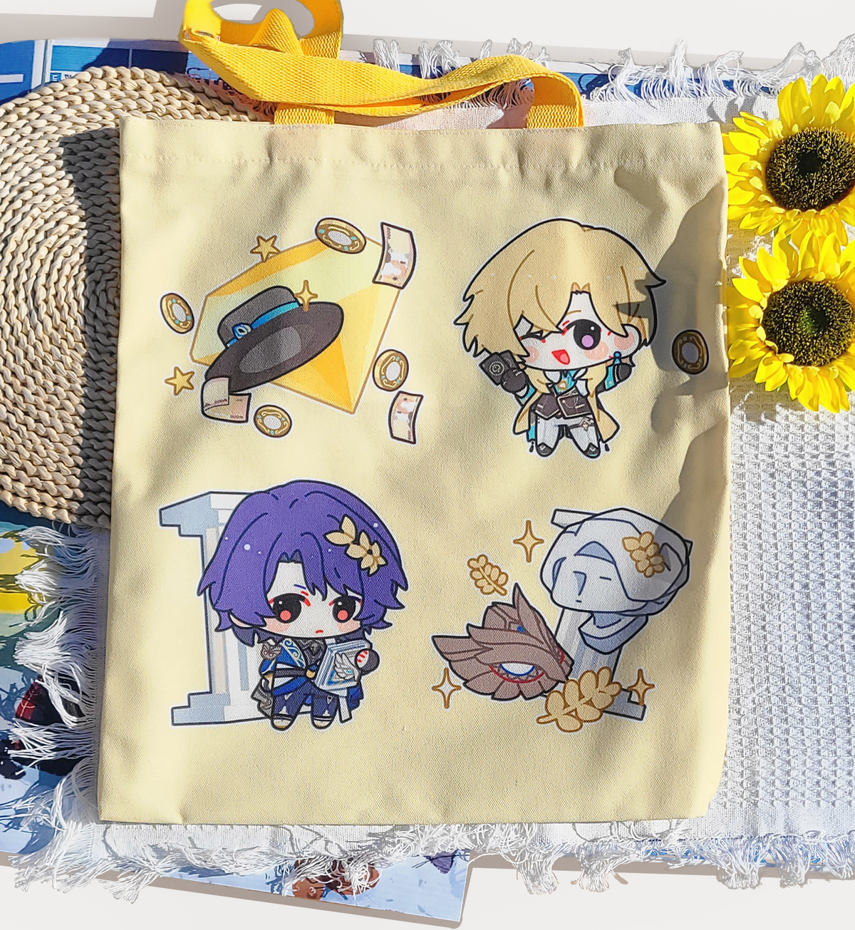 Genshin Honkai Starrail Totebag Large size, Genshin Wanderer, Honkai starrail Robin Sunday, Aventurine & Dr. Ratio