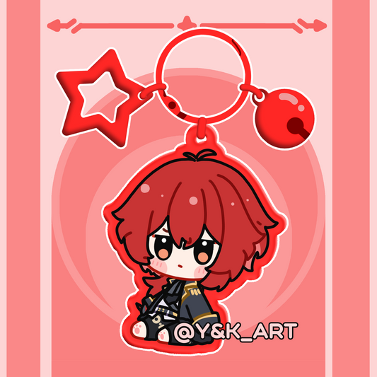 Genshin-Inspired Keychains 01 Diluc/Zhongli/Childe/Venti