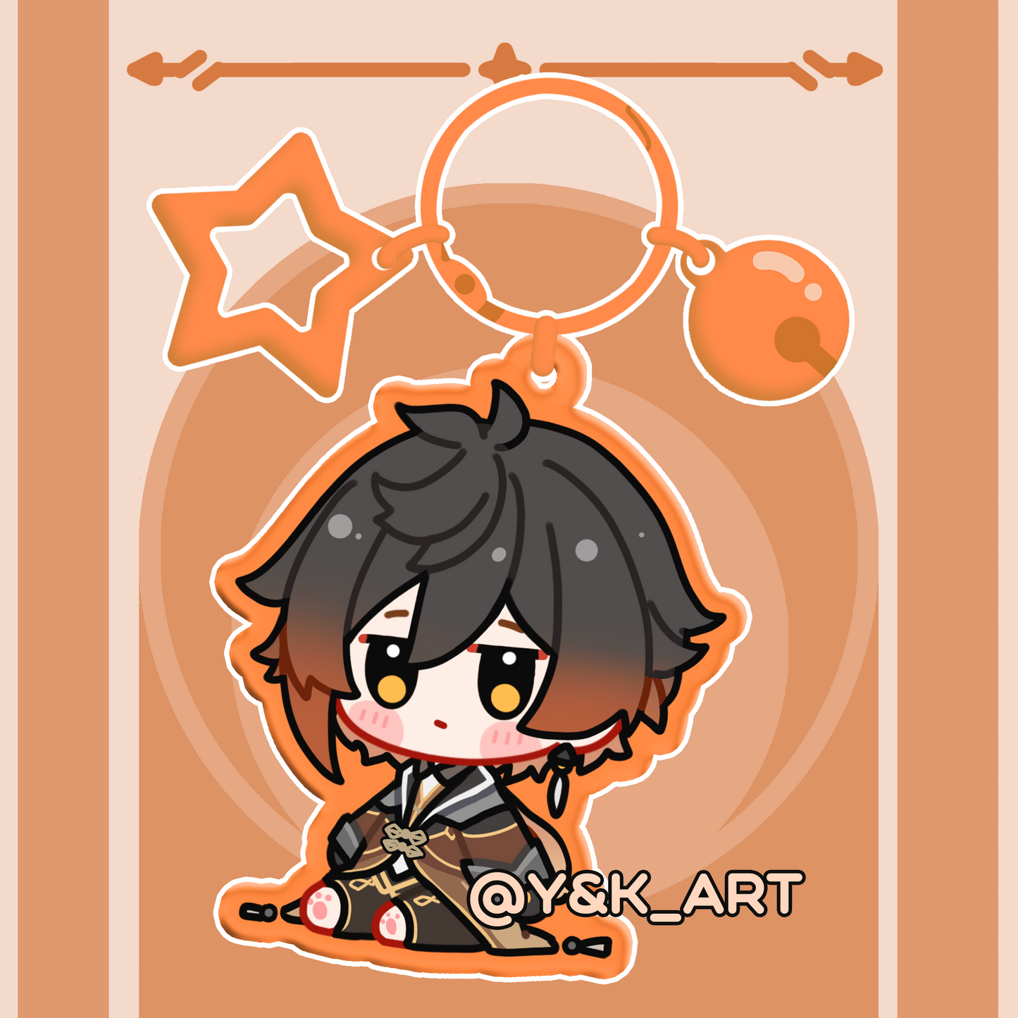 Genshin-Inspired Keychains 01 Diluc/Zhongli/Childe/Venti