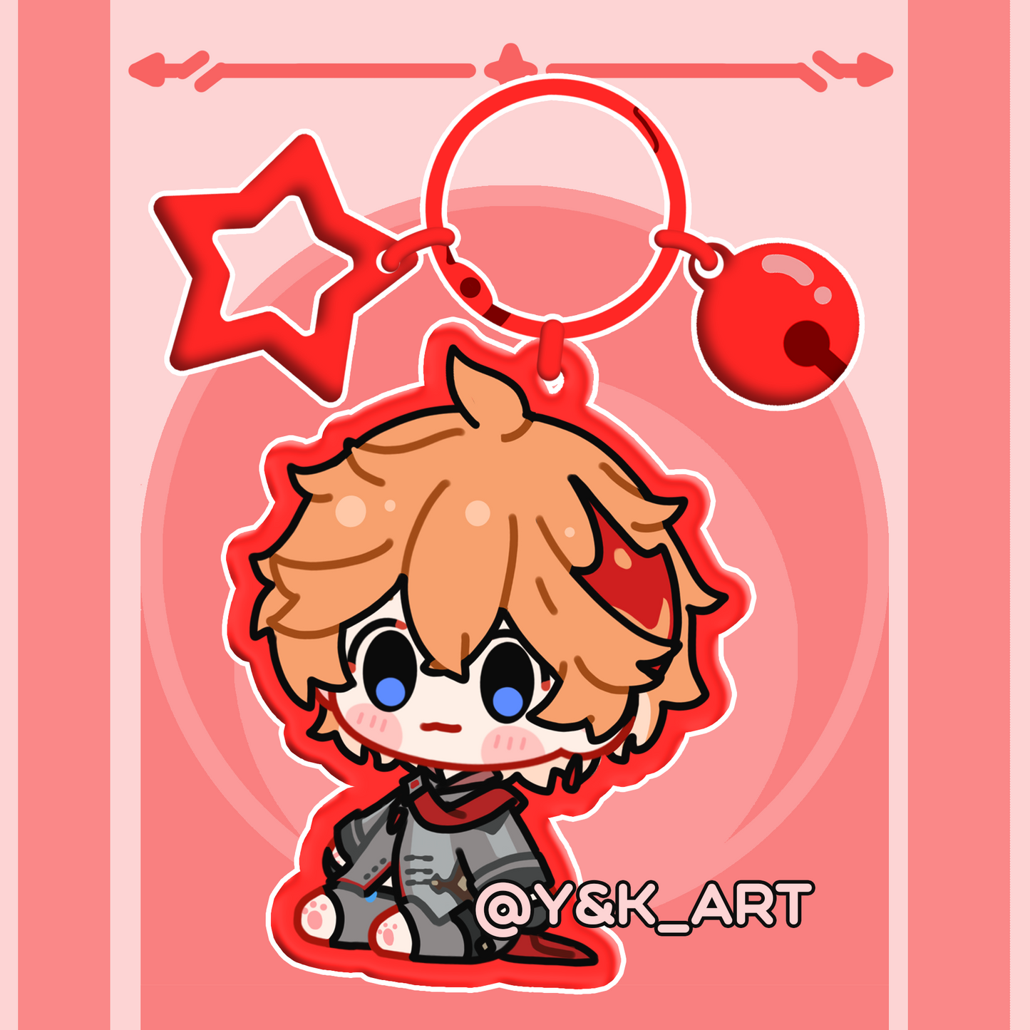 Genshin-Inspired Keychains 01 Diluc/Zhongli/Childe/Venti