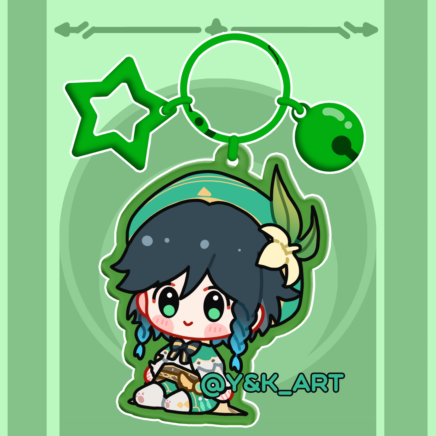Genshin-Inspired Keychains 01 Diluc/Zhongli/Childe/Venti