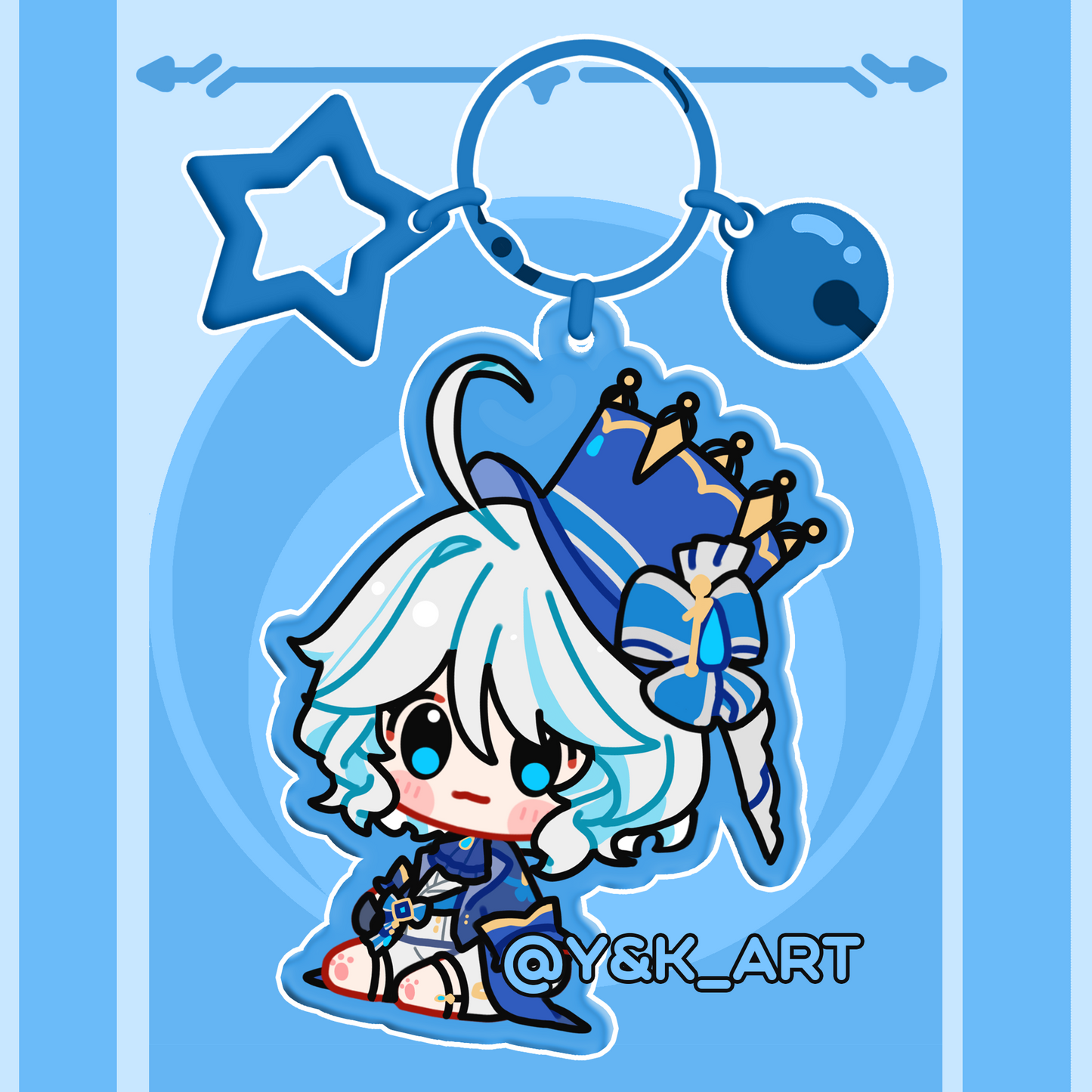 Genshin-Inspired Keychains 07 Furina/Neuvillette/Wriothesley/Arlecchino