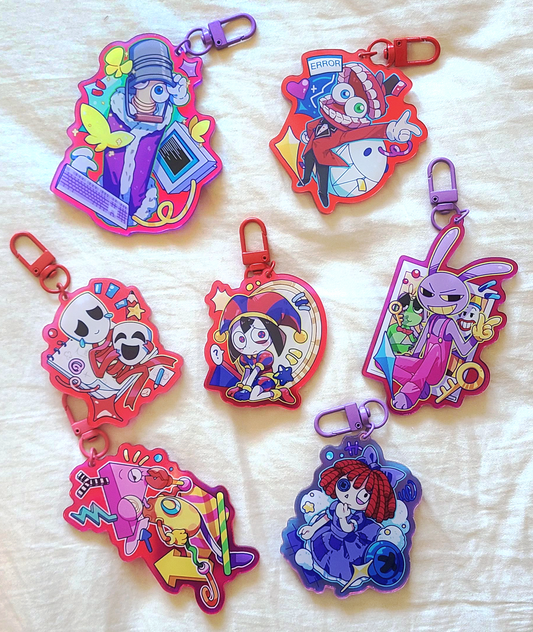 Digital Circus-Inspired Keychains
