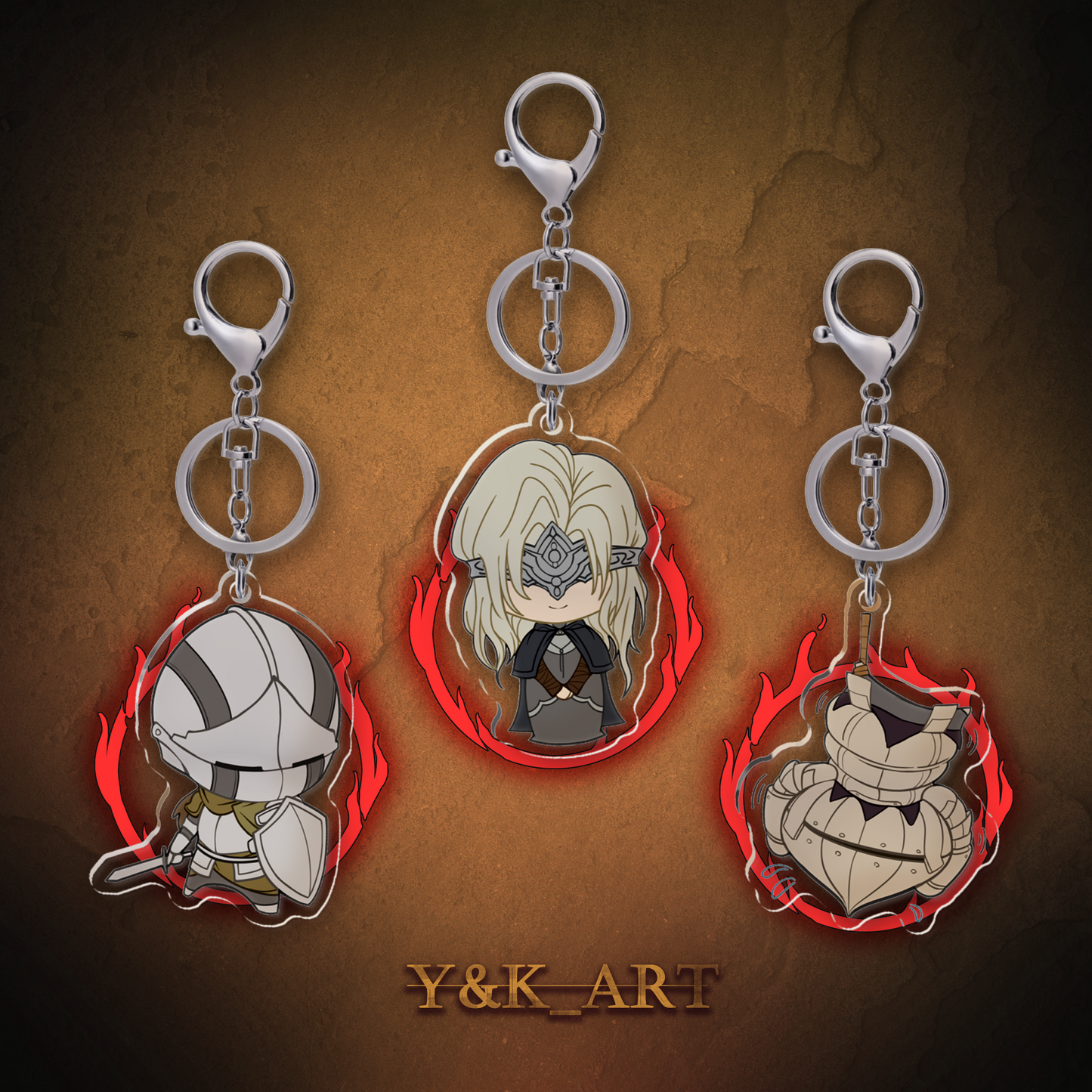 DarkSouls-Inspired Keychain Knight/Firekeeper/Onion Knight